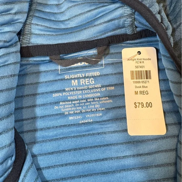 NWT L.L. Bean Men’s Blue Full-Zip Hooded Sweatshirt Jacket